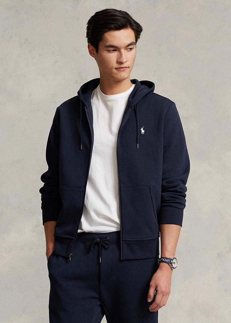 ポロ ラルフ ローレン パーカー メンズ ネイビー ダブルニット Full-zip QYJBN2975
